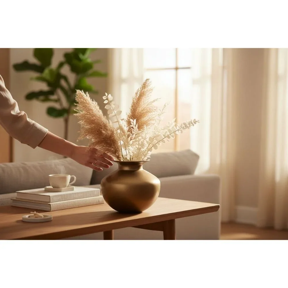 Nicobar Gold Metal Vase For Modern Home Decor Or Floral Arrangements 5